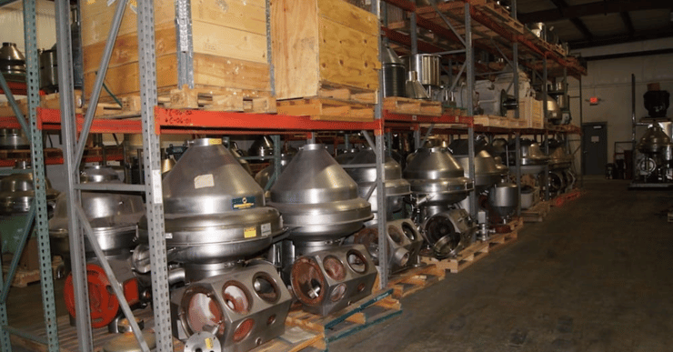 Image of centrifuges in a warehouse